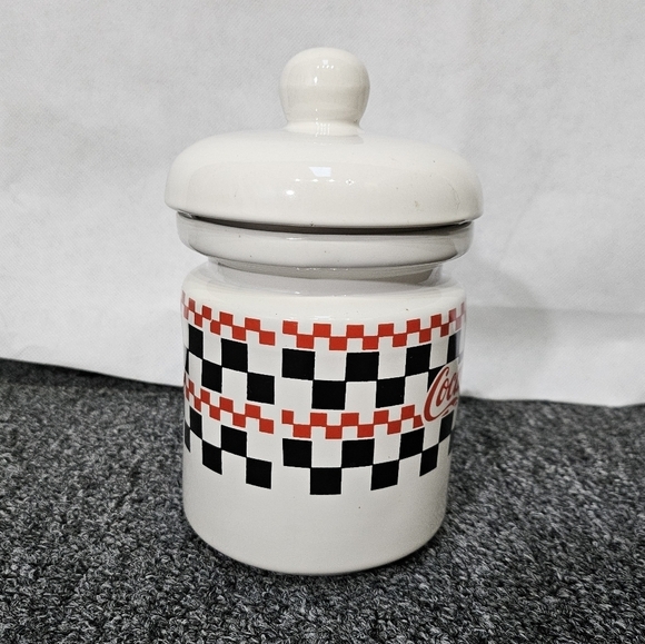 Vintage 7in Coca-Cola 1996 By Gibson Checker Board Sugar Jar Canister - Picture 4 of 6